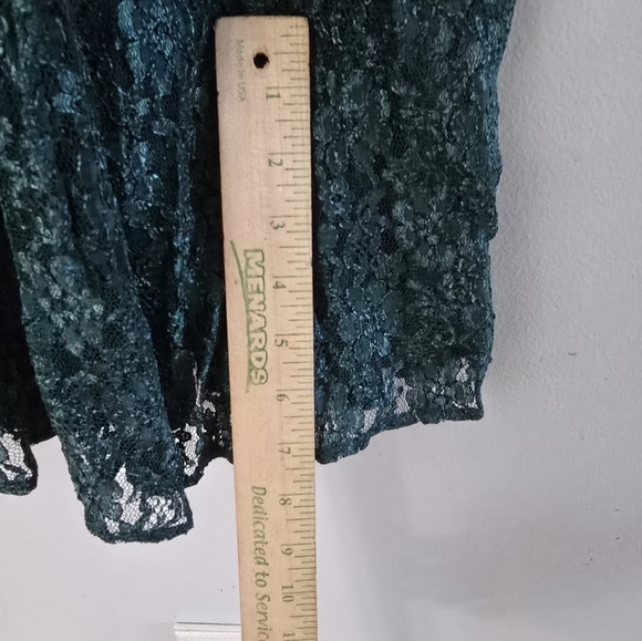 Dawn Joy Fashion Dress Size 6P Petite Green Lace Midi Women Dress USA Made - Picture 14 of 16